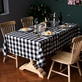 Classic black and white checkered tablecloth on wooden table in cozy dining setting - 11 / 152cm*220cm