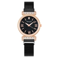 Arlene Joy rose gold watch with starry black dial and magnetic mesh strap for women - Black