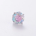 Iridescent pink octagon cut zircon earring with titanium steel screw back stud - Floating Camellia