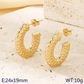 Pendientes de aro dorados de acero inoxidable con textura de escamas y talla 24x19mm - Dorado