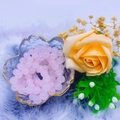 Pink 8mm glass crystal bead bracelet presented in a decorative gold-rimmed glass bowl - 24# Solid Light Pink