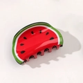 Cute watermelon hair claw clip made of glossy acrylic with red and green fruit design - Watermelon