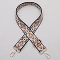 Adjustable ethnic pattern bag strap with geometric weave and light gold metal hooks - No. 595 (Ethnic Embroidery) / Gold