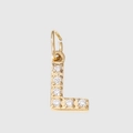 L-shaped gold stainless steel alphabet pendant inlaid with sparkling crystals - Letter L(ZP39269) / Gold