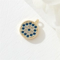 14K gold plated evil eye pendant with micro-set blue and white zircon stones - Blue Round Zirconia (H-0330 Blue)