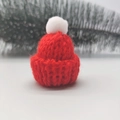 Mini bonnet de Noël tricoté rouge avec pompon blanc pour poupées et décors de fête - Pompon Blanc / Rouge (Petit)