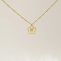 18K gold plated clover necklace with white shell pendant and letter N engraving - Letter N