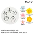 Molde de silicona de flores con margaritas y girasoles para decorar tartas de fondant - Estilo Cinco Flores (15-355 Gris)