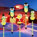 Solar Christmas lawn lights set featuring Santa, penguin and snowman with LED string lights - New Transparent Tube Set (Santa/Snowman/Penguin)