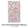 Self-adhesive 4mm colorful heart rhinestones for DIY crafts, 468pcs per sheet - 4mm Colorful Rhinestones