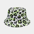 Dettaglio cappello alla pescatora con stampa leopardata verde neon e cuciture rinforzate - Verde Fluorescente/Leopardo Nero (Colore 5#)
