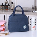 Navy blue insulated lunch bag with bear embroidery and reinforced top handle - Navy Cationic Thermal