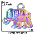 Ciondolo a forma di elefante arcobaleno in acciaio inox con dimensioni di 14mm per 16mm - Solo Ciondolo / Arcobaleno (Solo Ciondolo)