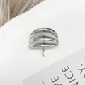 Minimalistischer, silberfarbener dreischichtiger Metall-Pferdeschwanzhaken für Damen - Dreischichtiges Paralleles Bogendesign (46#) / 46# Silber
