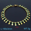 Bracciale minimalista in rame dorato con perline verde menta e ciondoli a goccia - Stile con perline verde menta (KB169143-Z)