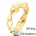Pulsera de tigre en acero inoxidable dorado retro para hombre, 81g, 210x30mm - Dorado