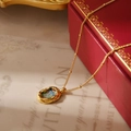 Vintage 18K gold plated necklace featuring an irregular oval mother of pearl pendant - Colorful Shell Style (XDSSP2024071903)