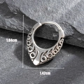 Orecchini a ferro di cavallo in acciaio argentato con motivo vintage e dimensioni - Stile Ferro di Cavallo a Rilievo (S398)