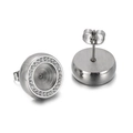 Orecchini a perno minimalisti in acciaio inossidabile argento con micro-cristalli tondi - Stile Emisferico Argentato (KLJ4158-Z)