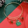 Detail of golden adjustable Christmas bracelet with Merry Christmas charm and pine cone decor - Christmas Pocket (D1367)