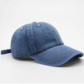 Adjustable dark blue denim baseball cap with a curved brim in a classic minimalist style - Adjustable (55-58cm) / Dark Blue