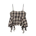 Top a canotta da donna a quadri con motivo bianco e nero e orlo a balze a strati - XS / Quadri