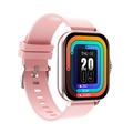 Pink Y13 smartwatch with rose gold frame, rectangular touch screen and silicone strap - Silicone Strap / Pink