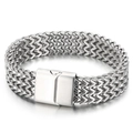 Polished silver titanium steel wide braided dragon link bracelet with brushed square buckle - Matte Silver Style (KB143659-KFC)