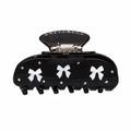 Eleganter schwarzer Haarklammer-Clip mit weißen Schleifen und funkelnder Strass-Dekoration - Schwarze Schleife