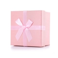 Elegante caja de regalo cuadrada de papel rosa texturizado con lazo de satén rosa - 9x8.5x5.5/Rosa Con Lazo