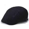 Black cotton beret with BLACKVEIL letter embroidery and quilted texture detailing - One Size / Navy Blue
