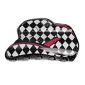 Cute black and white checkered cloud-shaped hair claw clip with red line accents - Checkered Red Line Hat Style