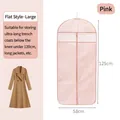 Pink checkered long garment dust cover for suits, size 125x58cm in non-woven fabric - Flat Style / Large / Pink