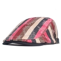 Gorra plana de estilo étnico con mosaico multicolor y hebilla metálica ajustable lateral - Rojo