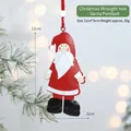 Santa Claus painted metal ornament with red string and white wooden bead, 12cm x 6cm - Santa Claus Pendant