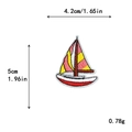 Embroidered pirate sailing ship patch with red and yellow details, 5cm height size guide - GZ-2523