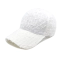 Detail of white baseball cap featuring unique fringe texture and breathable lace fabric - M (56-58cm) / Bleached White