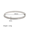 Detailed size specifications of silver bangle showing 60mm diameter and 4mm width - Micro-pave Zirconia Style (HF-B5117-S)