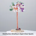 Natural crystal tree with aventurine, amethyst, and opal stones on a raw stone base - Mixed Crystal Tree (Agate Base)