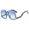 Trendige Oversize-Sonnenbrille mit blauem transparentem Rahmen und Verlaufsgläsern - Blauer Rahmen Blau Gelb