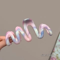 Wavy hair claw clip in colorful pink and blue marble pattern, large 13cm size - Colorful Wave Shape [13CM]
