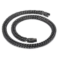 Men's hiphop black double weave titanium steel cuban link chain with square buckle - Black Necklace (45cm)