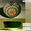 6-inch Bohemian ceramic bowl with green tree texture relief and 1000ml capacity - 6 Inch Tree Pattern Bowl / Green