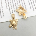 Golden sea turtle alloy pendant charms showing front and back textures for DIY jewelry - 1Pc KC Gold Sea Turtle 22*12mm
