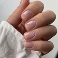 Short square press-on nails with nude pink base and subtle purple French tip accents - Light Purple French Edge Short Square Style (JP1958)