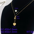Double layered gold necklace set with heart Love pendant and 10mm white pearl detail - Number 0 Style (KN90758-Z)