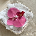 Pink orchid flower hair clip with a white pearl center and realistic petal textures - Pink Purple Orchid