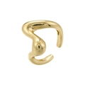 Close-up of liquid-like irregular golden wavy ring with high-polish metallic finish - Fluid Art Style / Gold