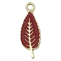 Donkerrode bladbedel met gouden randen voor Thanksgiving DIY sieraden maken - 1st Rood Thanksgiving Blad 22x9mm
