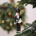 Nutcracker soldier Christmas ornament in green uniform on tree, 15.8cm hanging decor - Soldier